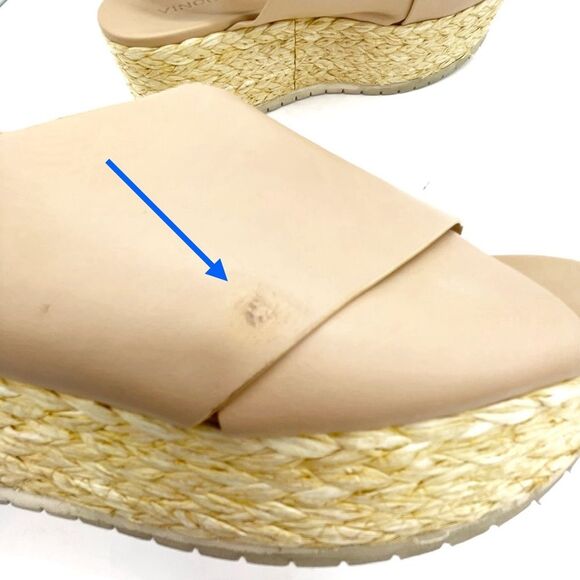 Vince Jesson Platform Sandals Nude Taupe Leather Cross Strap Flatform Size 8 - Picture 13 of 16